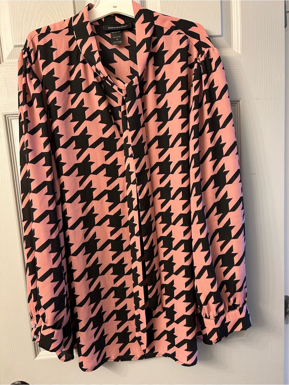 Ashley Stewart Pink and Black Houndstooth Skirt